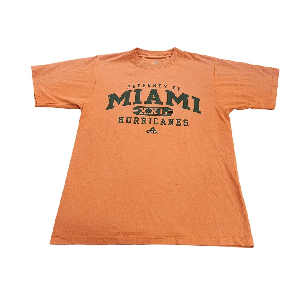 Miami Hurricanes Shirt Mens Medium Orange NCAA Football Adidas Graphic Tee